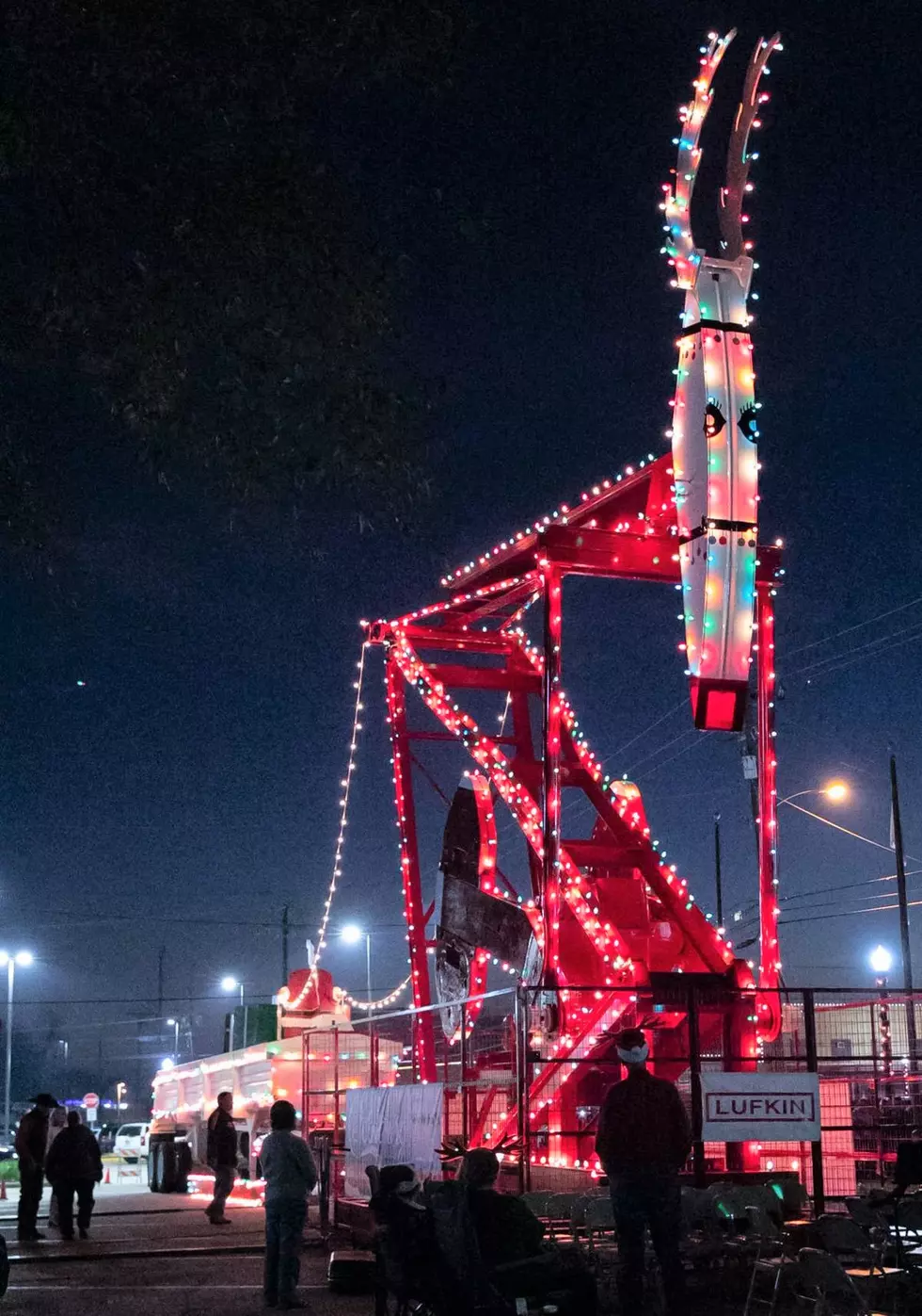 Downtown Lufkin lights up for Rudolph the Red-Nosed Pumping Unit